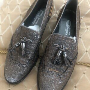 Stuart Weitzman for Robert Bromley Metallic fabric tassel loafers 8 1/2 EUC